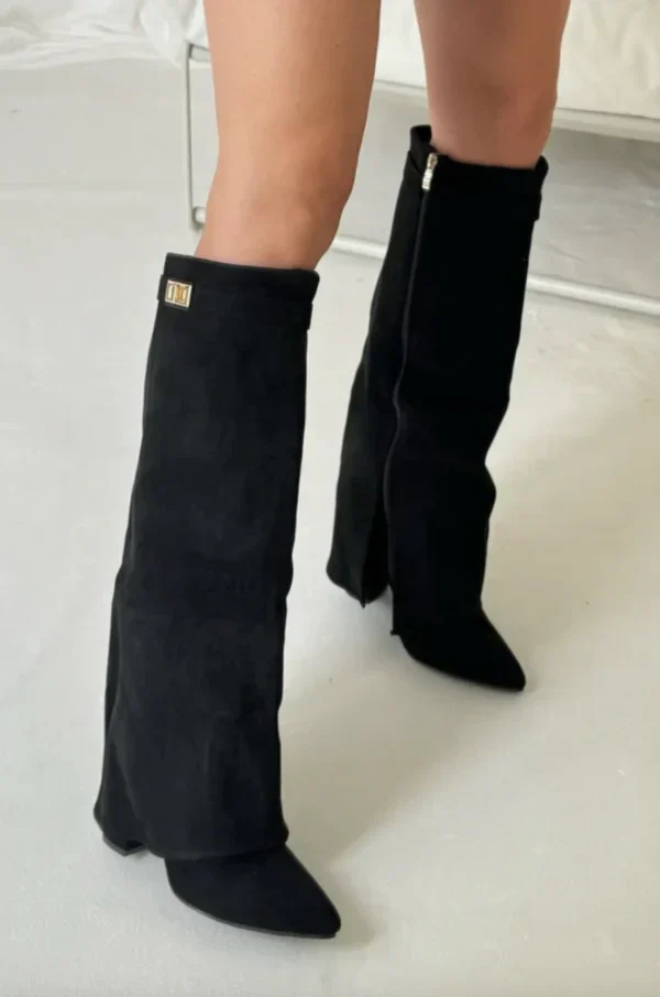 Bottes hautes femme à talons – Design élégant avec détail doré - Image 5