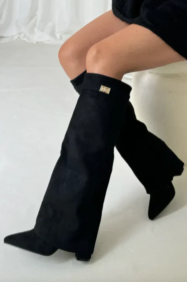 Bottes hautes femme à talons – Design élégant avec détail doré - Image 7