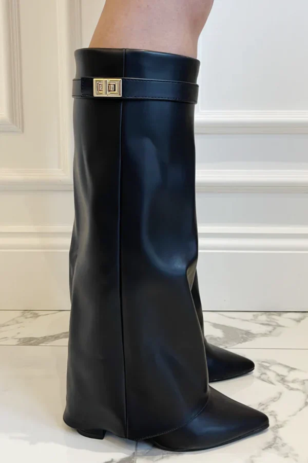 Bottes hautes femme à talons – Design élégant avec détail doré - Image 8