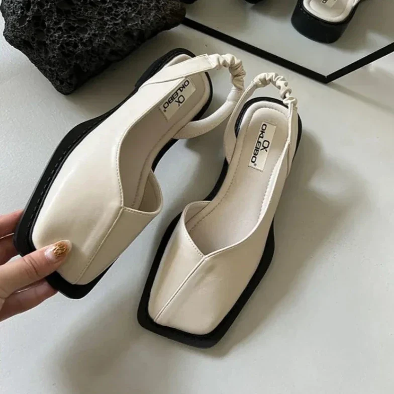 Chaussures plates en cuir sans lacets pour femmes - Image 3