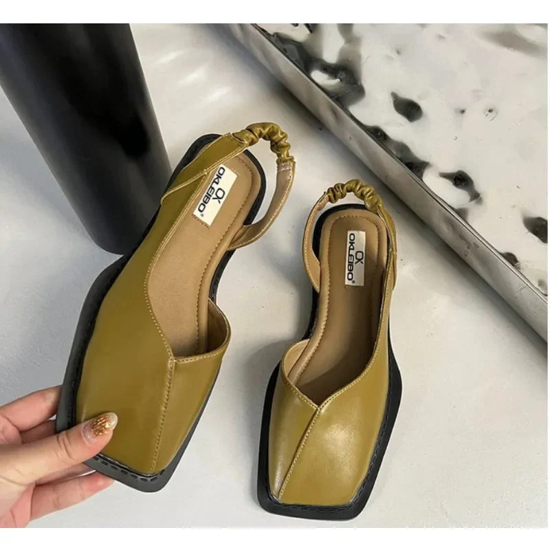 Chaussures plates en cuir sans lacets pour femmes - Image 4