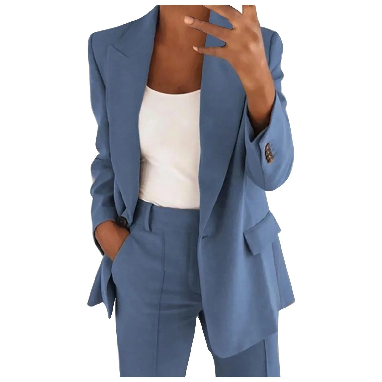 Ensemble blazer et pantalon élégant femmes – Costume deux pièces sobre et raffiné pour travail, affaires et occasions formelles - Image 3
