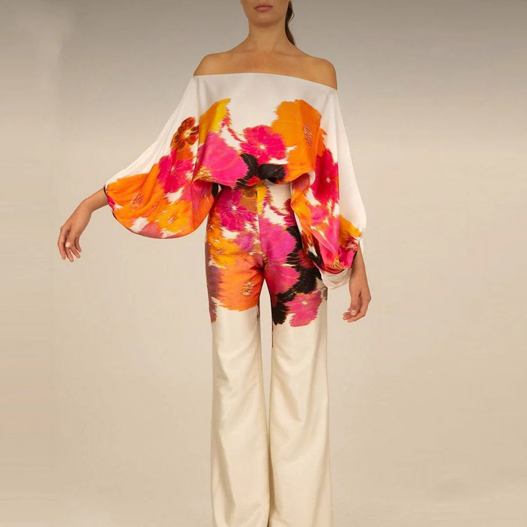 Ensemble Deux Pièces Satin à Épaule Asymétrique Femme – Élégant, Fluide Léger - Image 4
