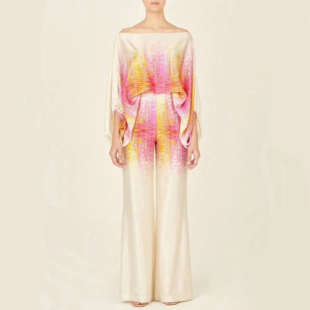 Ensemble Deux Pièces Satin à Épaule Asymétrique Femme – Élégant, Fluide Léger - Image 5