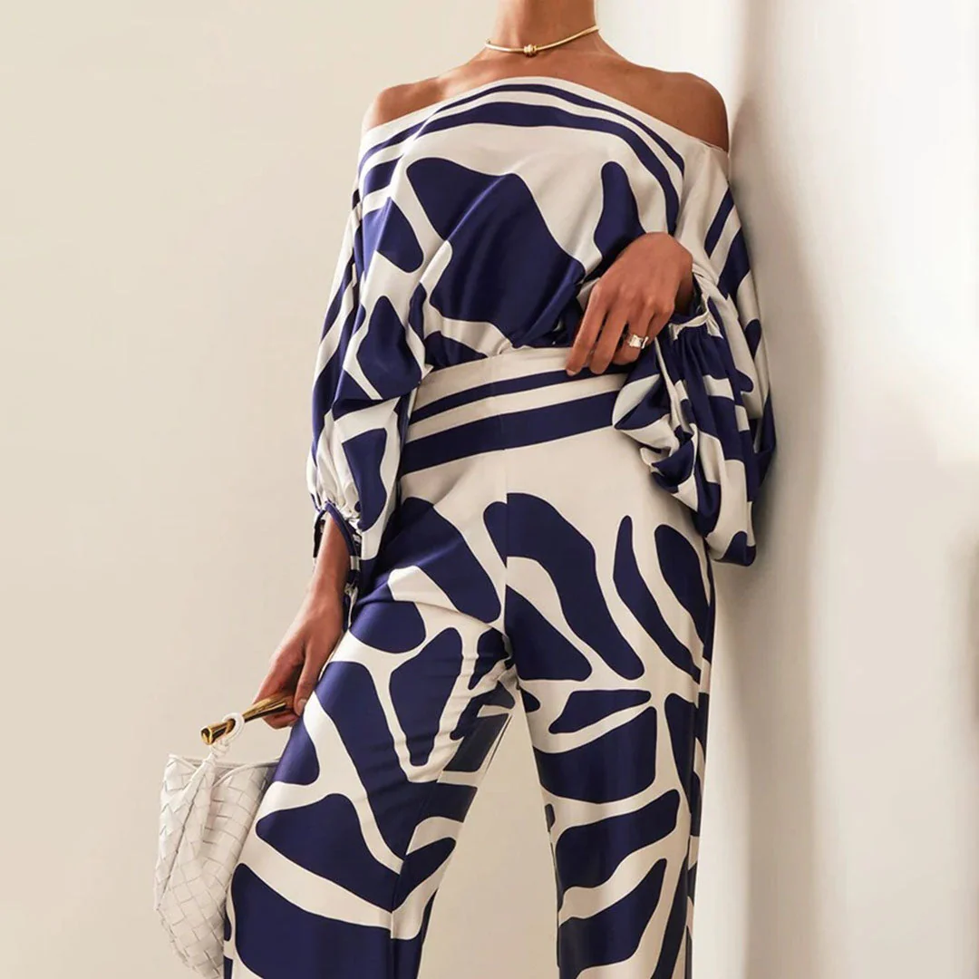 Ensemble Deux Pièces Satin à Épaule Asymétrique Femme – Élégant, Fluide Léger - Image 9