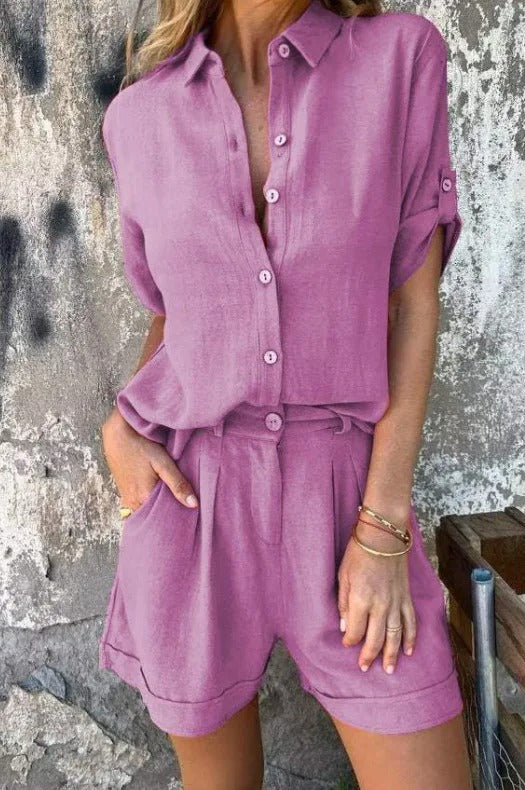 Ensemble Femme Décontracté Chemise et Short – Tenue Légère Été Chic - Image 8