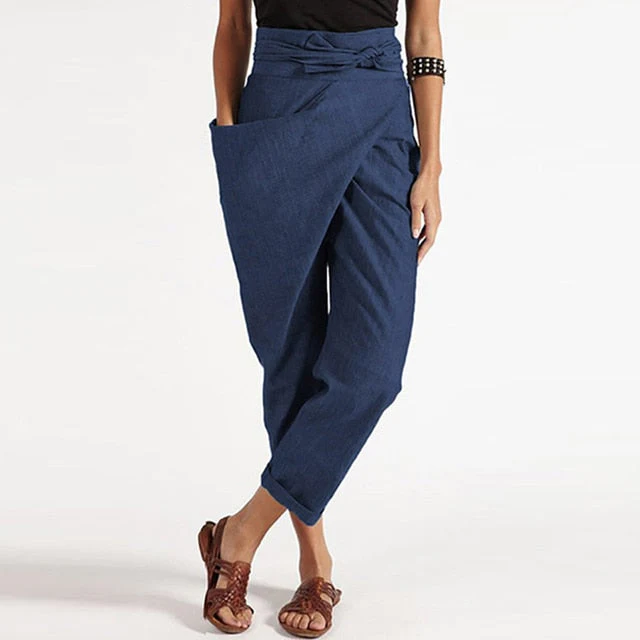 Femmes Pantalon Cropped Ceinturé Élégant – Polyvalent, Chic, Confortable - Image 3