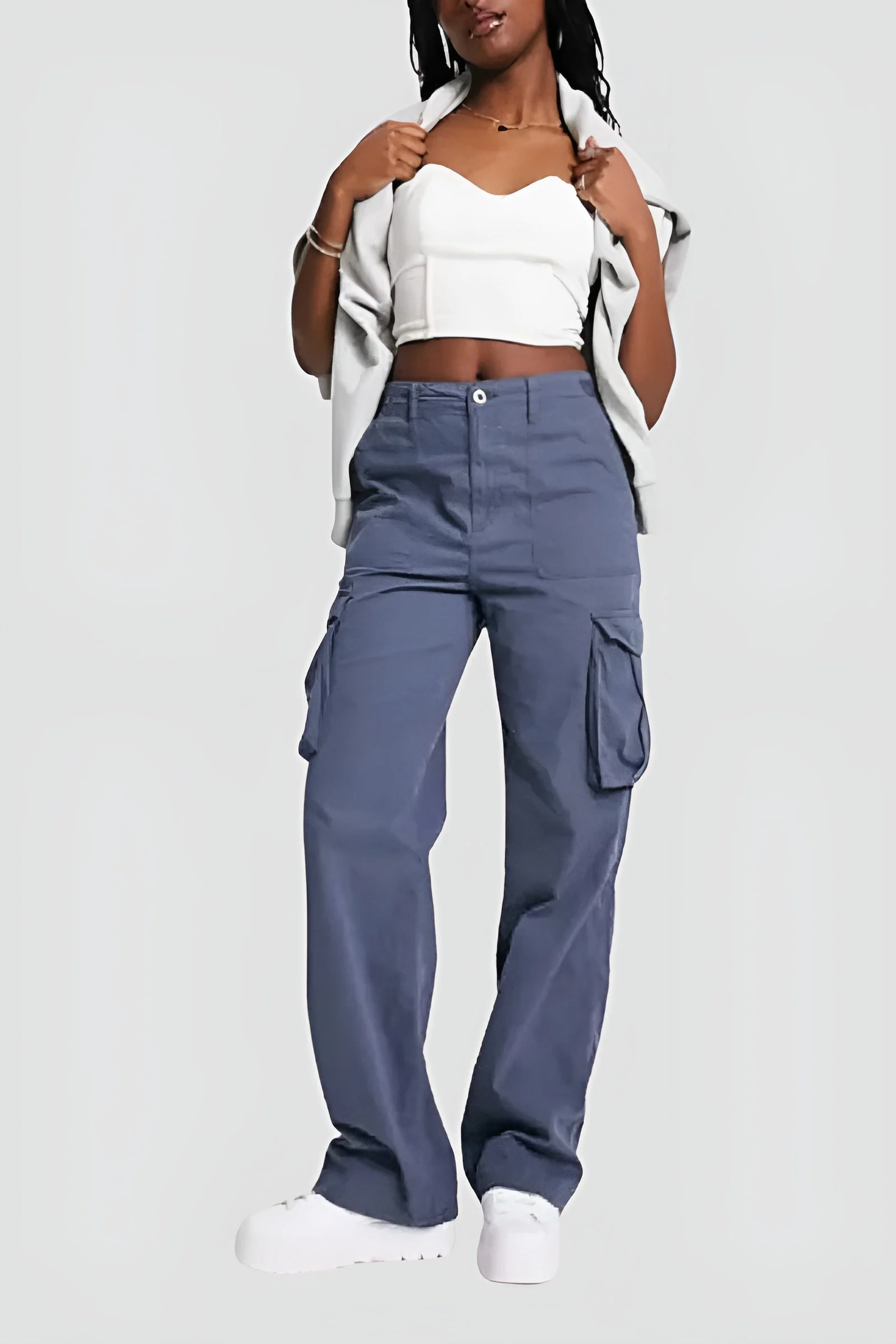 Pantalon cargo femme premium tendance stylé à jambes larges ajustables – Pantalon utilitaire taille haute coupe confortable - Image 3