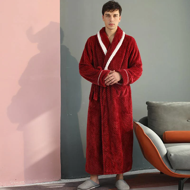 Peignoir Chaud en Molleton Épais Confort Unisexe – Robe de Chambre Douce et Moelleuse avec Ceinture et Poches, Pyjama d’Hiver pour Hommes et Femmes - Image 10