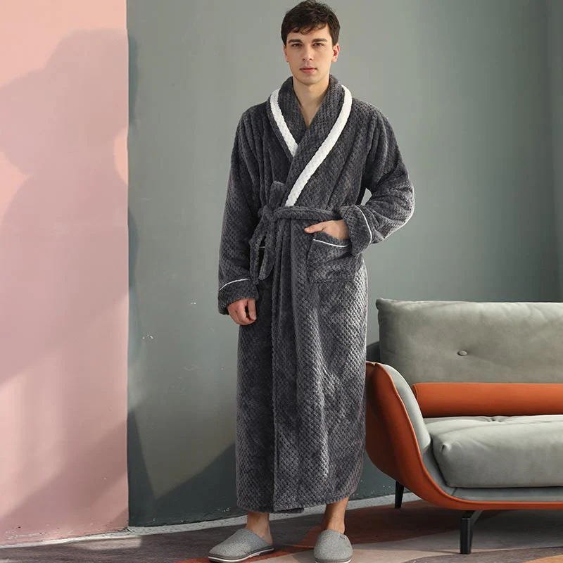 Peignoir Chaud en Molleton Épais Confort Unisexe – Robe de Chambre Douce et Moelleuse avec Ceinture et Poches, Pyjama d’Hiver pour Hommes et Femmes - Image 15