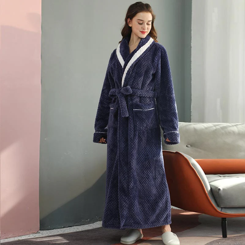 Peignoir Chaud en Molleton Épais Confort Unisexe – Robe de Chambre Douce et Moelleuse avec Ceinture et Poches, Pyjama d’Hiver pour Hommes et Femmes - Image 17