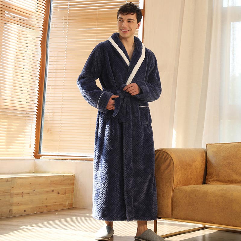 Peignoir Chaud en Molleton Épais Confort Unisexe – Robe de Chambre Douce et Moelleuse avec Ceinture et Poches, Pyjama d’Hiver pour Hommes et Femmes - Image 18