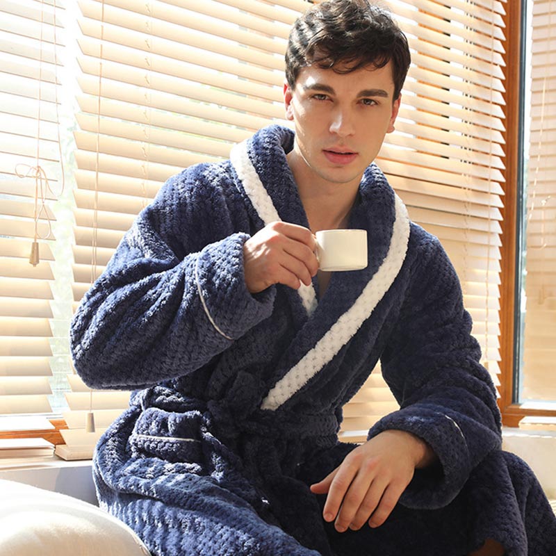 Peignoir Chaud en Molleton Épais Confort Unisexe – Robe de Chambre Douce et Moelleuse avec Ceinture et Poches, Pyjama d’Hiver pour Hommes et Femmes - Image 19