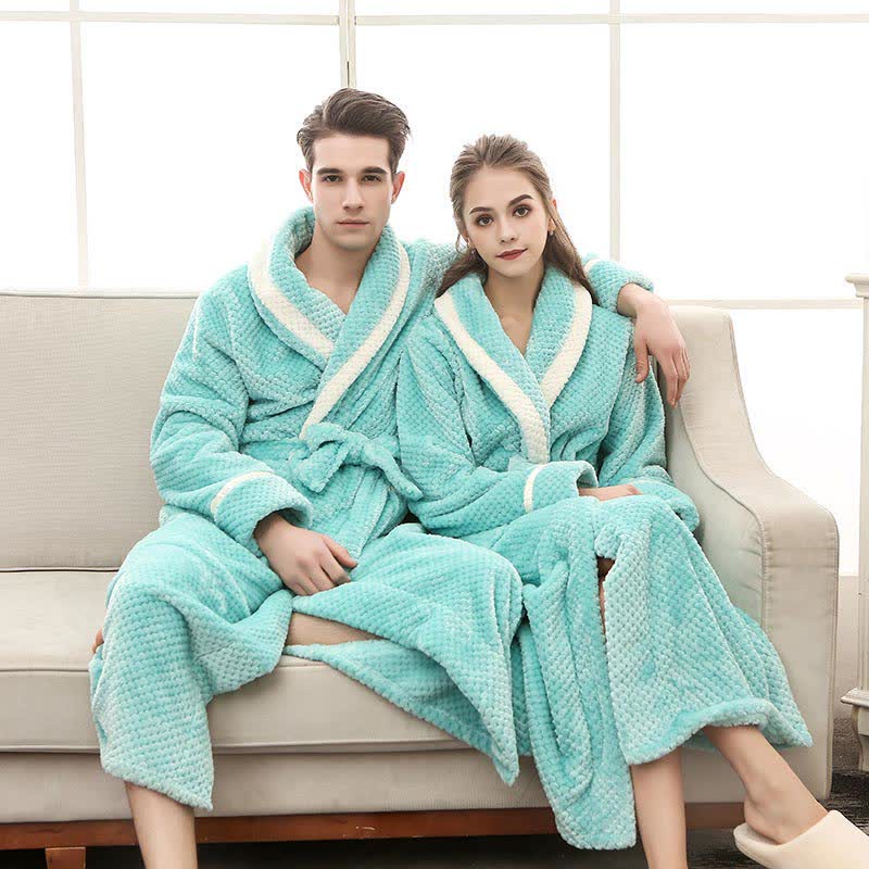 Peignoir Chaud en Molleton Épais Confort Unisexe – Robe de Chambre Douce et Moelleuse avec Ceinture et Poches, Pyjama d’Hiver pour Hommes et Femmes - Image 21