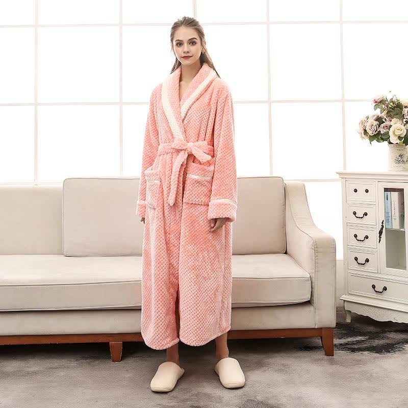 Peignoir Chaud en Molleton Épais Confort Unisexe – Robe de Chambre Douce et Moelleuse avec Ceinture et Poches, Pyjama d’Hiver pour Hommes et Femmes - Image 25