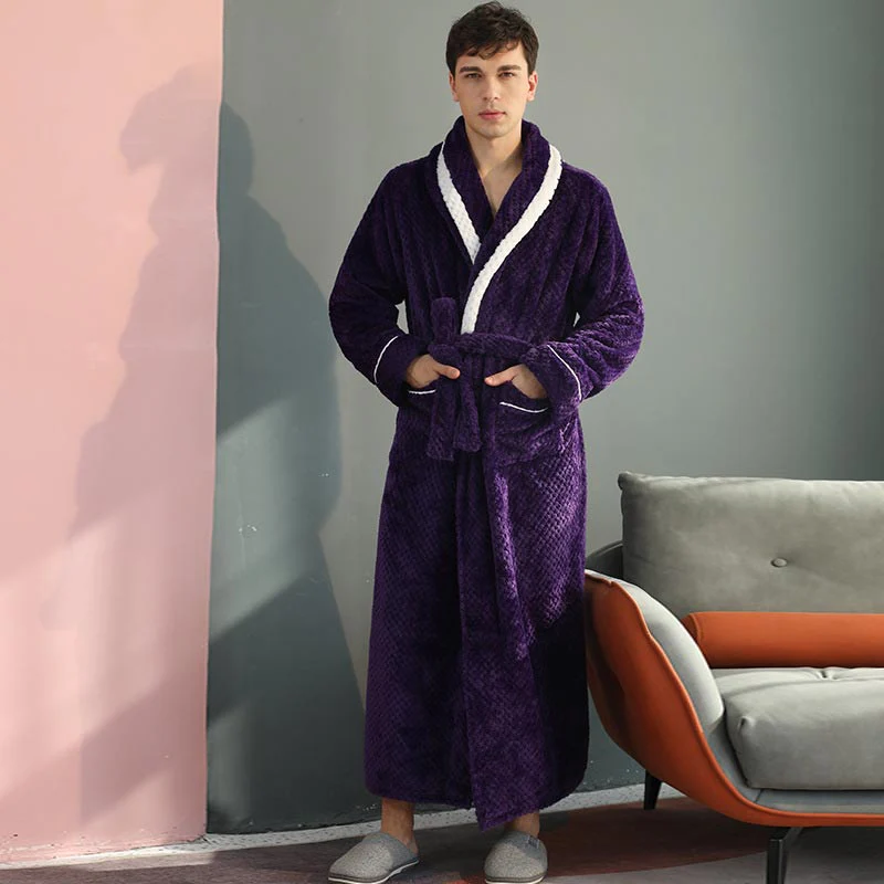 Peignoir Chaud en Molleton Épais Confort Unisexe – Robe de Chambre Douce et Moelleuse avec Ceinture et Poches, Pyjama d’Hiver pour Hommes et Femmes - Image 5