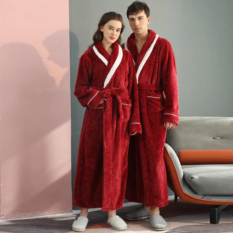 Peignoir Chaud en Molleton Épais Confort Unisexe – Robe de Chambre Douce et Moelleuse avec Ceinture et Poches, Pyjama d’Hiver pour Hommes et Femmes - Image 7