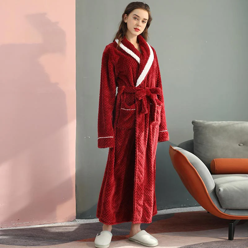 Peignoir Chaud en Molleton Épais Confort Unisexe – Robe de Chambre Douce et Moelleuse avec Ceinture et Poches, Pyjama d’Hiver pour Hommes et Femmes - Image 9