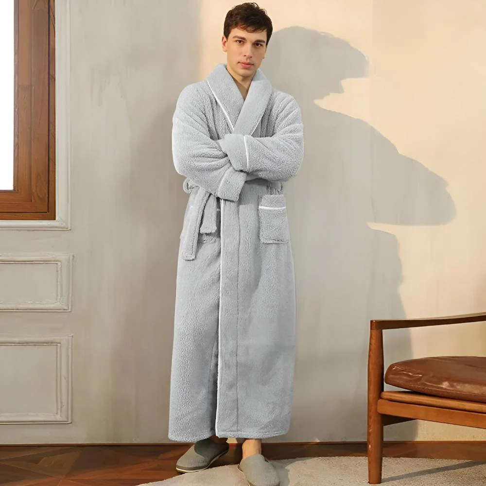 Peignoir de Confort Sherpa Unisexe – Robe de Chambre Douce en Molleton Chaud avec Ceinture et Poches, Vêtement d’Hiver Douillet pour Hommes et Femmes - Image 11