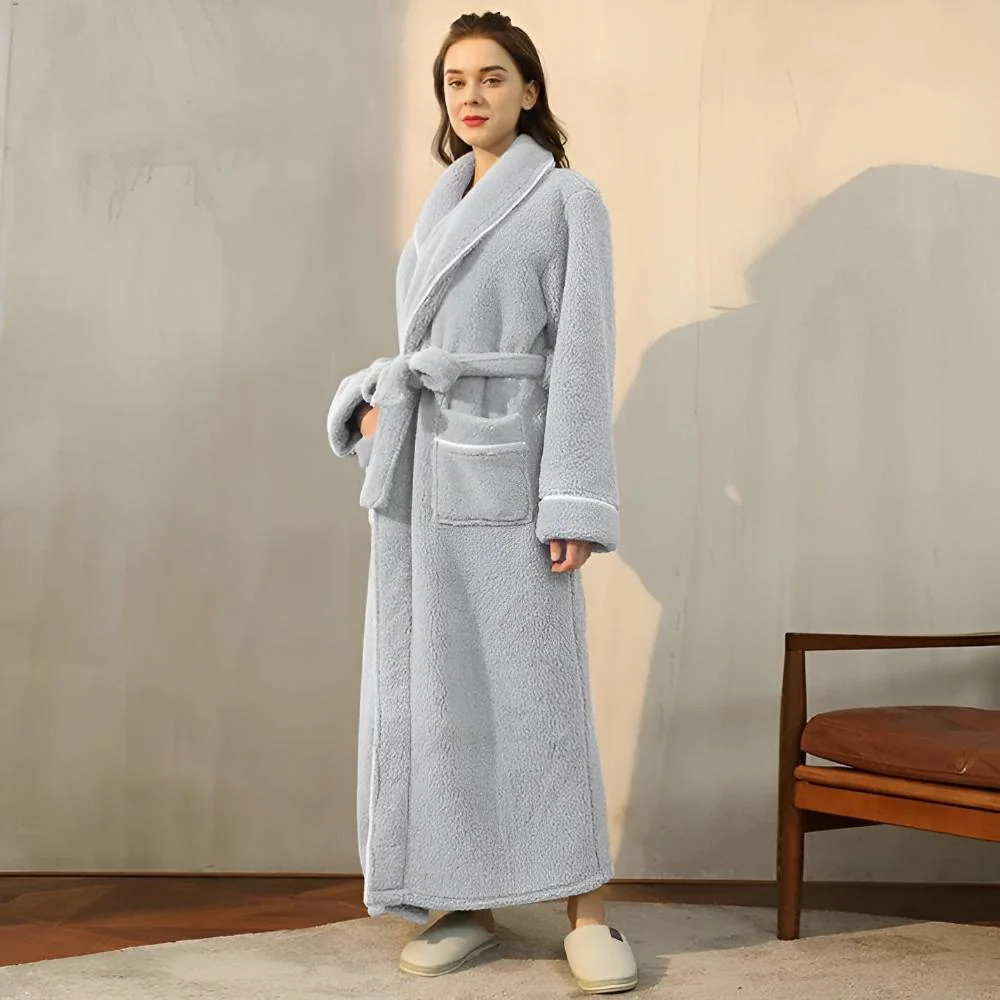 Peignoir de Confort Sherpa Unisexe – Robe de Chambre Douce en Molleton Chaud avec Ceinture et Poches, Vêtement d’Hiver Douillet pour Hommes et Femmes - Image 12