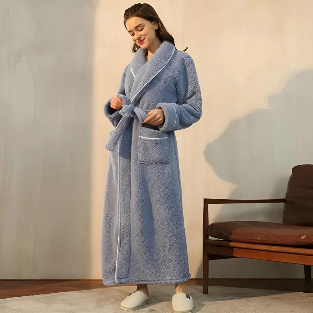 Peignoir de Confort Sherpa Unisexe – Robe de Chambre Douce en Molleton Chaud avec Ceinture et Poches, Vêtement d’Hiver Douillet pour Hommes et Femmes - Image 3