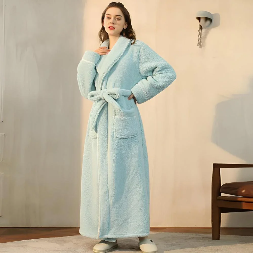Peignoir de Confort Sherpa Unisexe – Robe de Chambre Douce en Molleton Chaud avec Ceinture et Poches, Vêtement d’Hiver Douillet pour Hommes et Femmes - Image 5