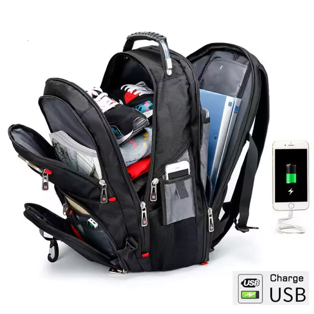 Sac à dos pour ordinateur portable multifonction – Sac de voyage résistant à l'eau pour ordinateur 17 pouces, port USB et design antivol - Image 4