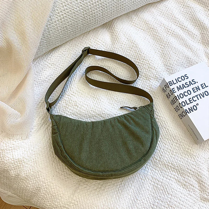 Sac bandoulière en velours côtelé élégant - Image 4